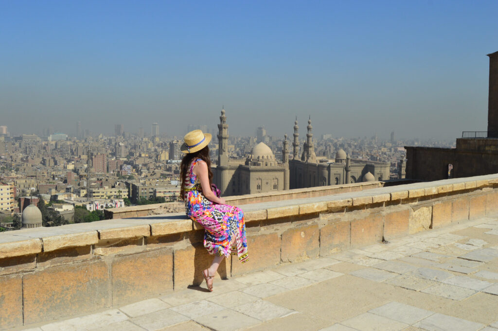 young-female-tourist-enjoying-beautiful-view-ancient-citadel-el-khalifa-egypt